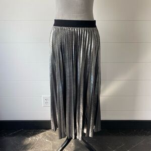 CeCe Chic Metallic Pleated Maxi Skirt Size Large